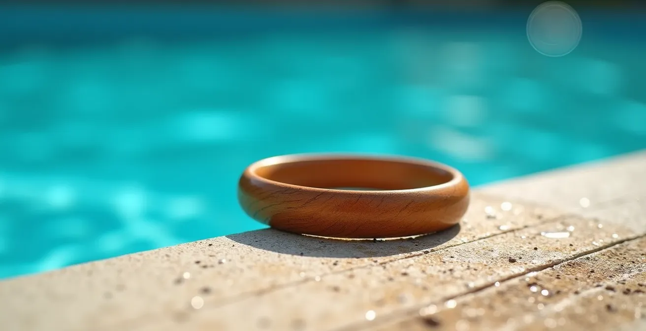 Bijou en bois naturel montrant les effets de dégradation par le chlore