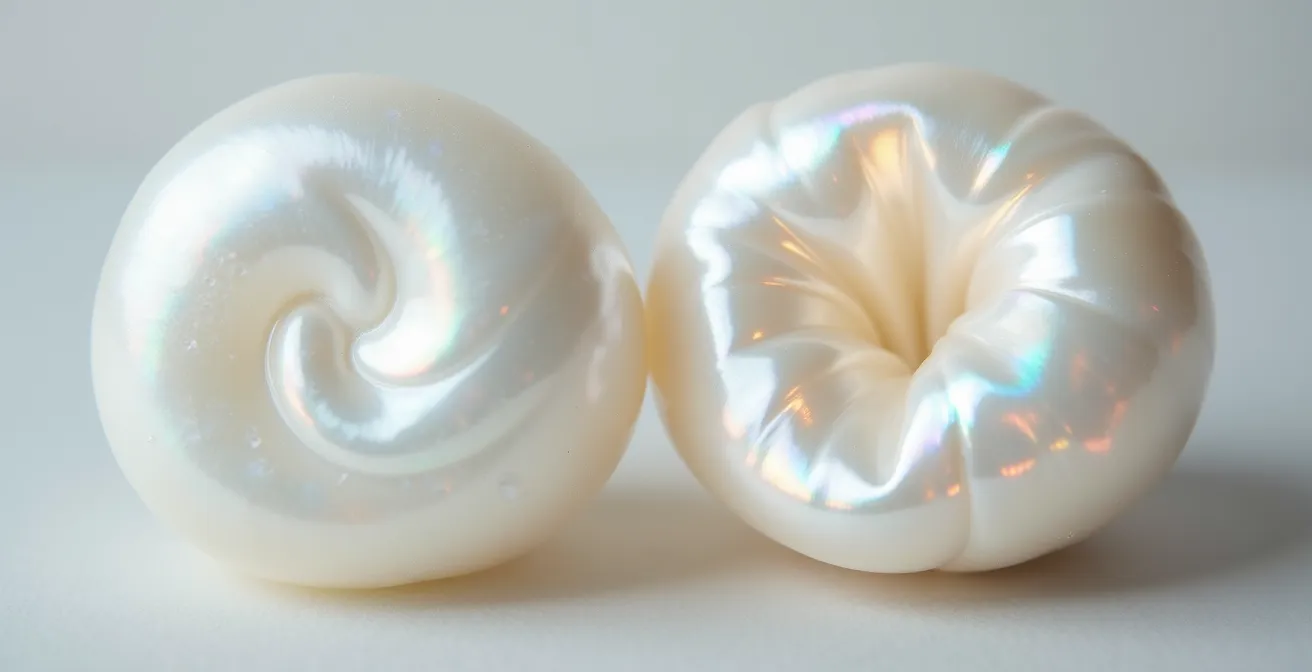 Comparaison visuelle entre nacre de qualité gemme et nacre médiocre