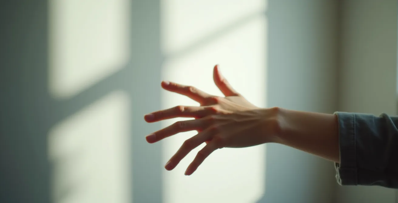 Main humaine avec projection holographique suggérant l'essayage virtuel d'une bague