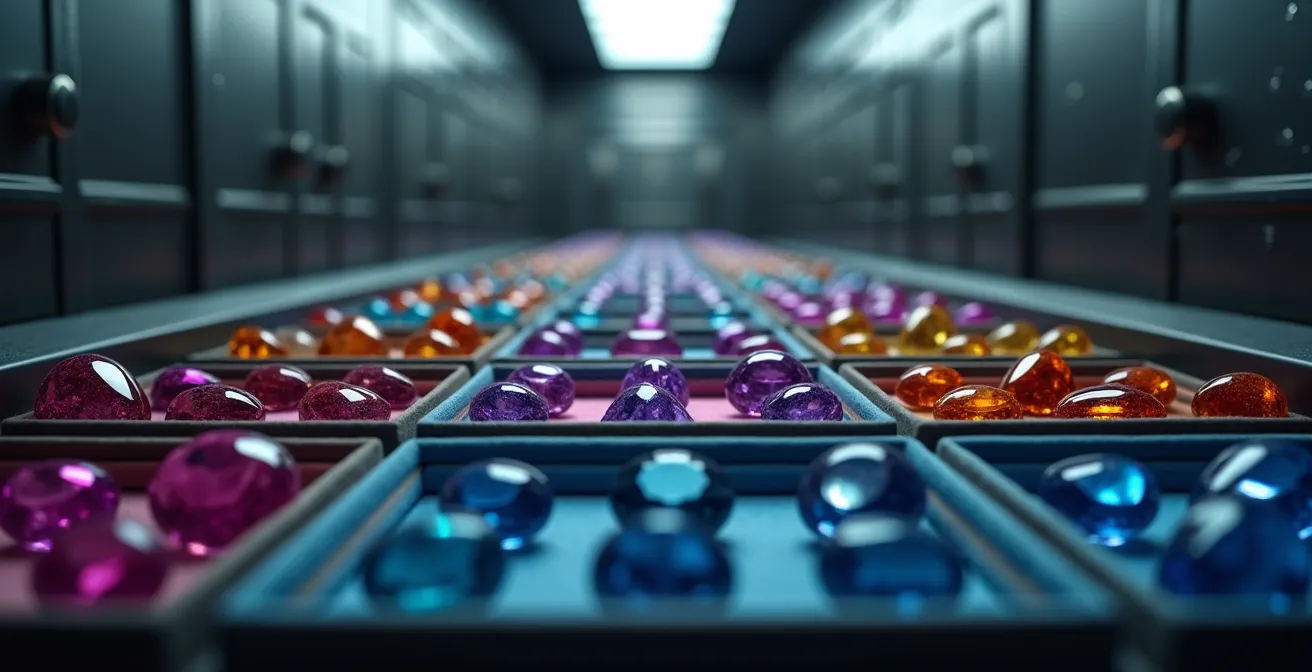 Système de rangement professionnel pour pierres précieuses avec compartiments individuels